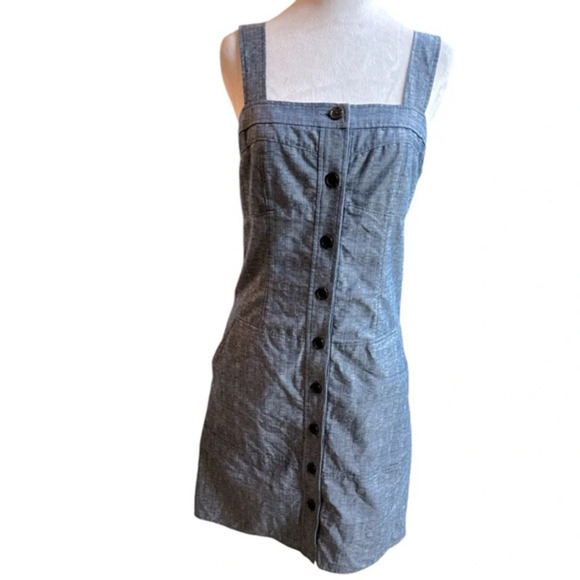Derek Lam Chambray Button Down Sleeveless Dress with Pockets SZ 8 - Picture 3 of 15